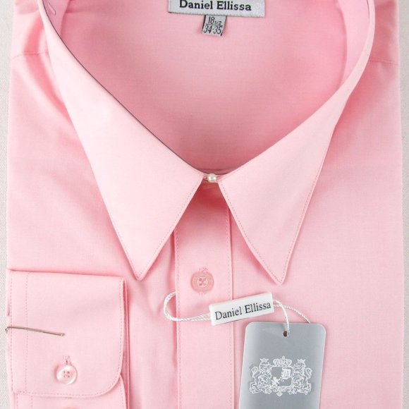 NWT Daniel Ellissa Men's Pink Dress Shirt with Convertible Cuffs, 18.5 (34/35) - Picture 1 of 2
